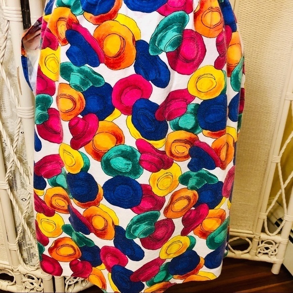 Vintage 90s Skirt Multicolor Hat Print Wrap with Tie Evan Picone Y2K size Large - Picture 2 of 16